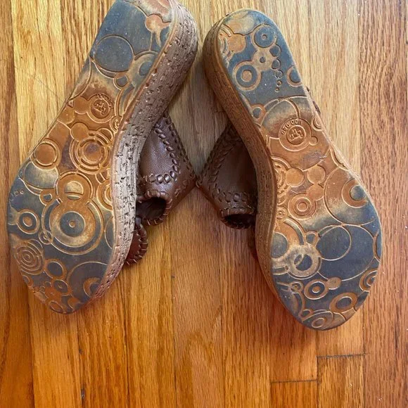 Vintage 90s Brown Cork Wedge Thong Sandals! Women's Size 7 - Picture 3 of 4